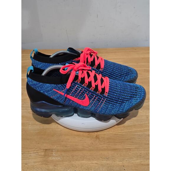 Nike Air VaporMax Flyknit 3 Blue Black Hot Pink Running Shoes Sneakers - Picture 2 of 7